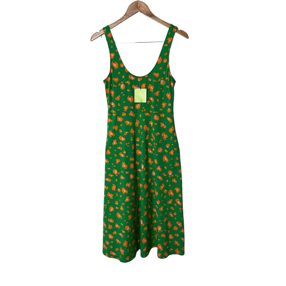 NWT Tabitha Brown Target Green Orange Leopard Print Pockets Midi Tank Dress S
